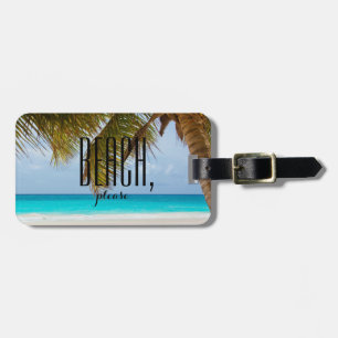 Gepersonaliseerd Palmboom, blauwe zee Strand, Bagagelabel