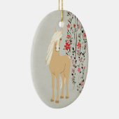 Gepersonaliseerd Palomino-Pony en bloemen-paard Keramisch Ornament (Rechts)