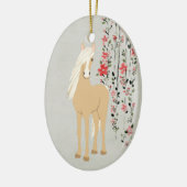 Gepersonaliseerd Palomino-Pony en bloemen-paard Keramisch Ornament (Links)