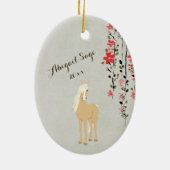 Gepersonaliseerd Palomino-Pony en bloemen-paard Keramisch Ornament (Achterkant)