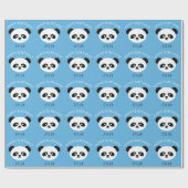 Gepersonaliseerd Panda Beer Kawaii Verjaardagsjong Cadeaupapier (Vlak)