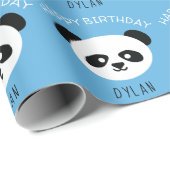 Gepersonaliseerd Panda Beer Kawaii Verjaardagsjong Cadeaupapier (Rol Hoek)