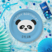 Gepersonaliseerd Panda Beer Kawaii Verjaardagsjong Papieren Bordje (Feest)