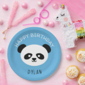 Gepersonaliseerd Panda Beer Kawaii Verjaardagsjong Papieren Bordje (Feest)