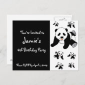 Gepersonaliseerd Panda Beer Kinderfeestjes Uitnodiging Briefkaart (Voorkant / Achterkant)