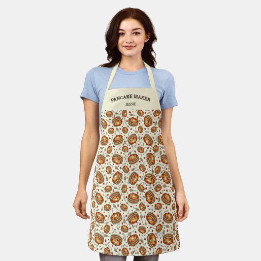 Gepersonaliseerd pannenkoekpatroon, uw aangepaste schort (Gedragen)