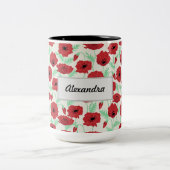 Gepersonaliseerd papaverontwerp tweekleurige koffiemok (Center)