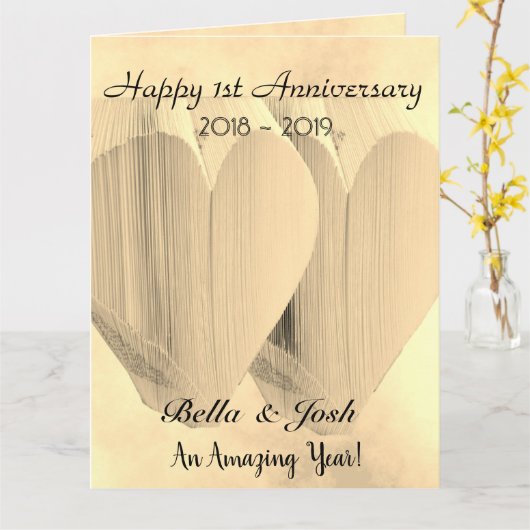 Gepersonaliseerd  papier 1e bruiloft Jubileum Kaart (Gele Bloem)