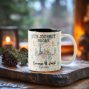 Gepersonaliseerd Parijs Geheugen - Line Art Landma Tweekleurige Koffiemok