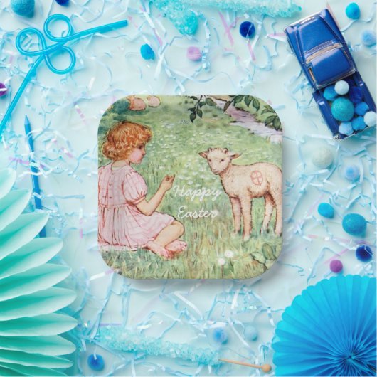 Gepersonaliseerd  Pasen Little Lamb Papieren Bordje (Feest)