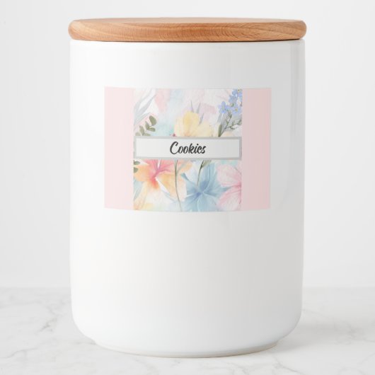 Gepersonaliseerd pastel bloem voedsel label voedselcontainer etiket (Voorkant)