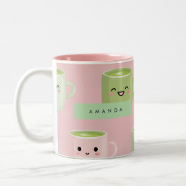 Gepersonaliseerd pastel Kawaii Matcha theepatroon Tweekleurige Koffiemok