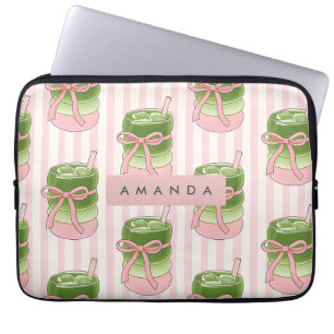 Gepersonaliseerd pastel matcha cups patroon laptop sleeve