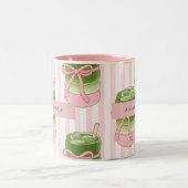 Gepersonaliseerd pastel matcha cups patroon tweekleurige koffiemok (Center)