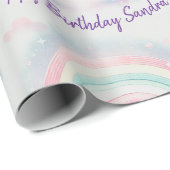 Gepersonaliseerd pastel regenboog inpakpapier (Rol Hoek)