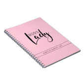 Gepersonaliseerd Pastel Roze Baas Dame Logo Notitieboek (Rechterzijde)