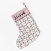 Gepersonaliseerd Pastel Roze en Wit patroon Kleine Kerstsok (Achterkant (Hangend))