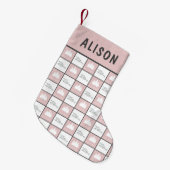 Gepersonaliseerd Pastel Roze en Wit patroon Kleine Kerstsok (Voorkant (Hangend))