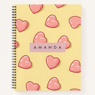 Gepersonaliseerd Pastel Roze Snoephart Notitieboek