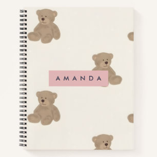 Gepersonaliseerd pastel Schattig gevuld Beer patro Notitieboek