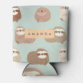 Gepersonaliseerd pastel Schattig luiaard Blikjeskoeler (Voorkant)