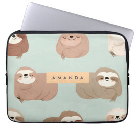 Gepersonaliseerd pastel Schattig luiaard Laptop Sleeve