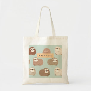 Gepersonaliseerd pastel Schattig luiaard Tote Bag