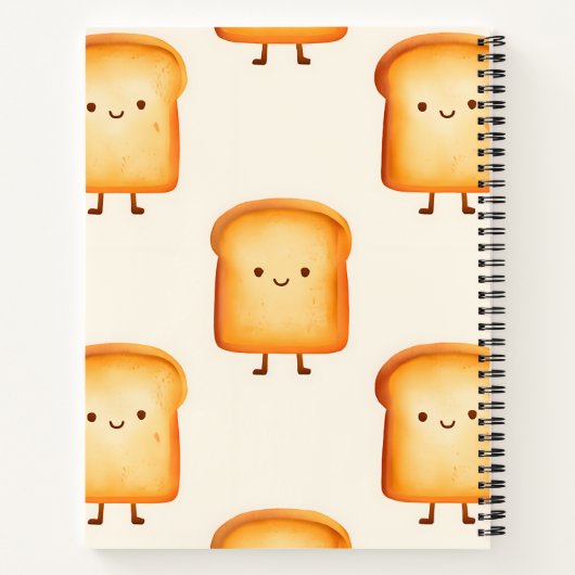 Gepersonaliseerd pastel Schattige lachend toastpat Notitieboek (Achterkant)