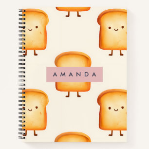 Gepersonaliseerd pastel Schattige lachend toastpat Notitieboek