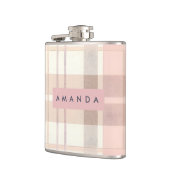 Gepersonaliseerd Pastel Zachte Blush Beige Geruit Heupfles (Links)