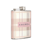 Gepersonaliseerd Pastel Zachte Blush Beige Geruit Heupfles (Rechts)