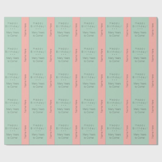 Gepersonaliseerd pastel zachte perzik, Oerwoud mis Cadeaupapier (Vlak)