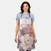 Gepersonaliseerd pastelbloemontwerp met monogram schort (Gedragen)
