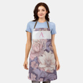 Gepersonaliseerd pastelbloemontwerp met monogram schort (Gedragen)