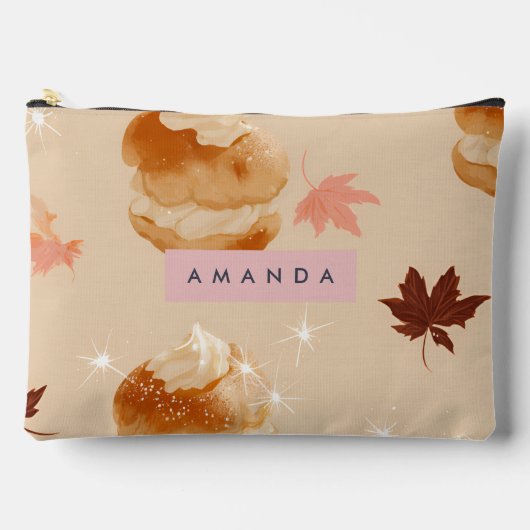 Gepersonaliseerd pastelcrème bladerdeeg patroon etui (Voorkant)