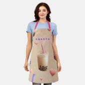 Gepersonaliseerd Pastelkleurig Bubble Tea Patroon Schort (Gedragen)