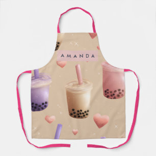 Gepersonaliseerd Pastelkleurig Bubble Tea Patroon Schort