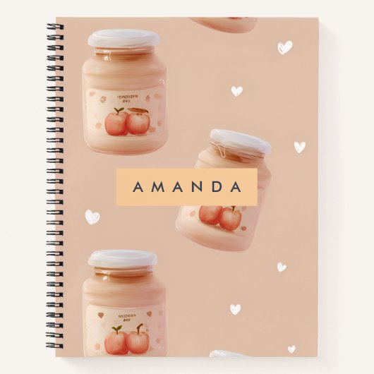 Gepersonaliseerd pastelperzik jam patroon notitieboek (Voorkant)