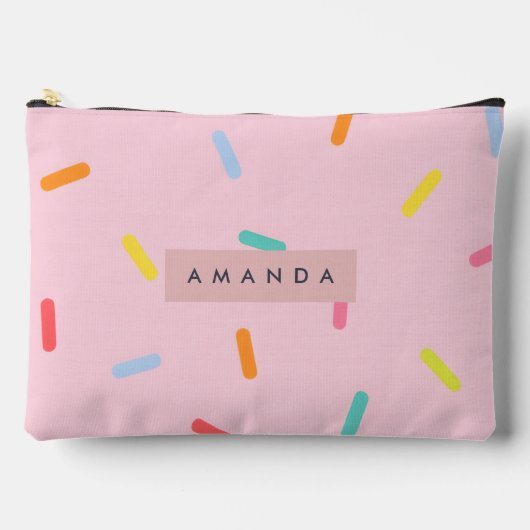 Gepersonaliseerd pastelroze spikkelconfetti etui (Voorkant)