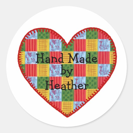 Gepersonaliseerd patchwork patroon met de hand gem ronde sticker (Voorkant)