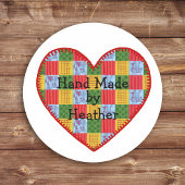 Gepersonaliseerd patchwork patroon met de hand gem ronde sticker