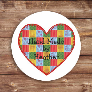 Gepersonaliseerd patchwork patroon met de hand gem ronde sticker