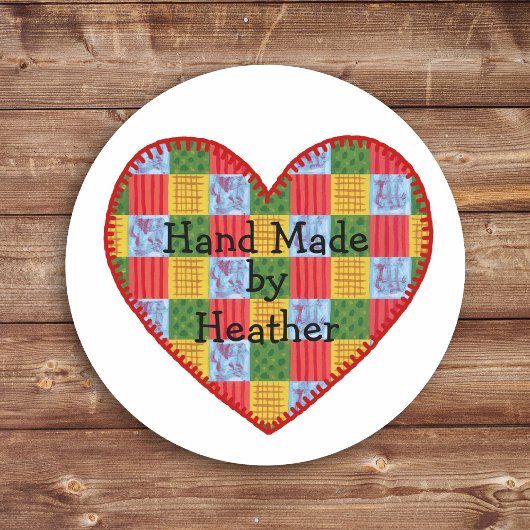 Gepersonaliseerd patchwork patroon met de hand gem ronde sticker
