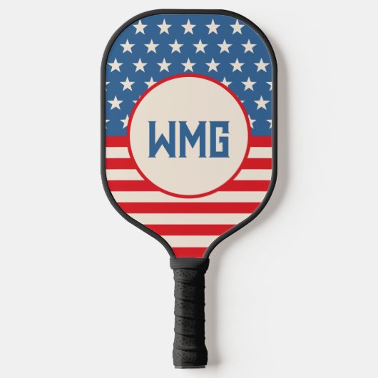 Gepersonaliseerd Patriottische Monogram Pickleball Paddle (Voorkant)