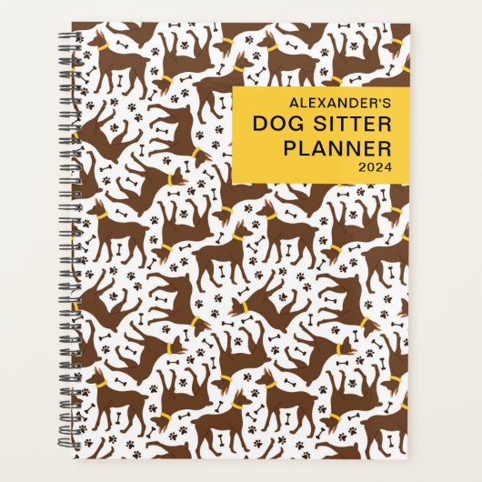 Gepersonaliseerd patroon Business Dog Sitter Plann Planner (Voorkant)