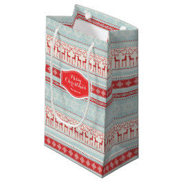 Gepersonaliseerd patroon met kerststrepen klein cadeauzakje