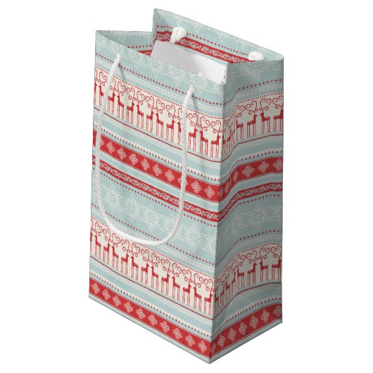 Gepersonaliseerd patroon met kerststrepen klein cadeauzakje (Achterkant Gekanteld)