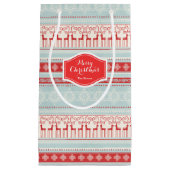 Gepersonaliseerd patroon met kerststrepen klein cadeauzakje (Voorkant)