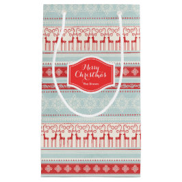 Gepersonaliseerd patroon met kerststrepen klein cadeauzakje