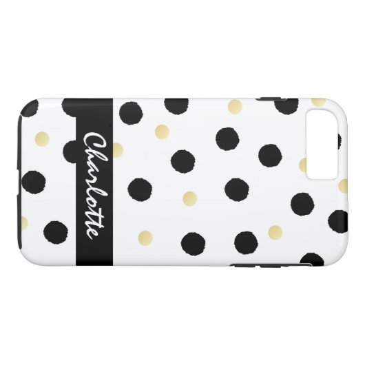 Gepersonaliseerd patroon met zwarte en goudkleurig Case-Mate iPhone case (Achterkant (Horizontaal))
